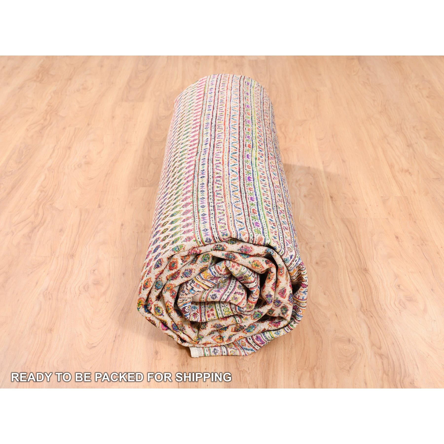 14'x14' Tappeto colorato in lana e seta Sarouk Mir ispirato al tappeto annodato a mano in vendita 1