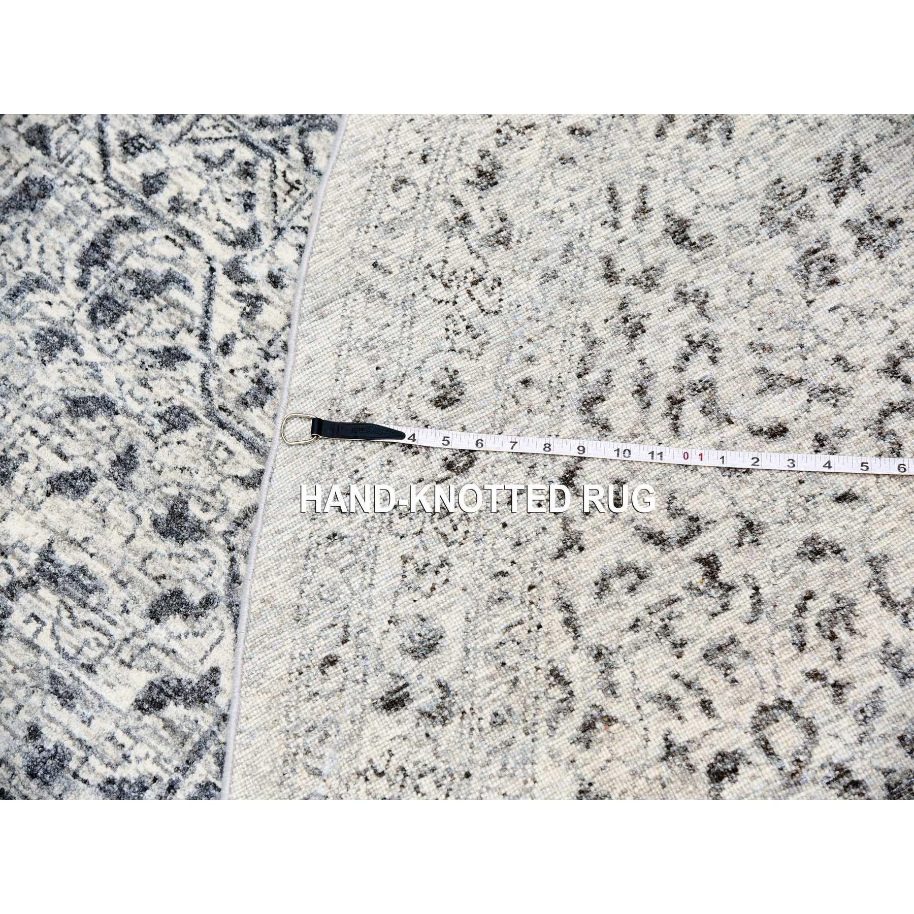 Tapis rond en coton blanc Mamluk non teint et 100 % laine noué à la main 14'x14' en vente 3