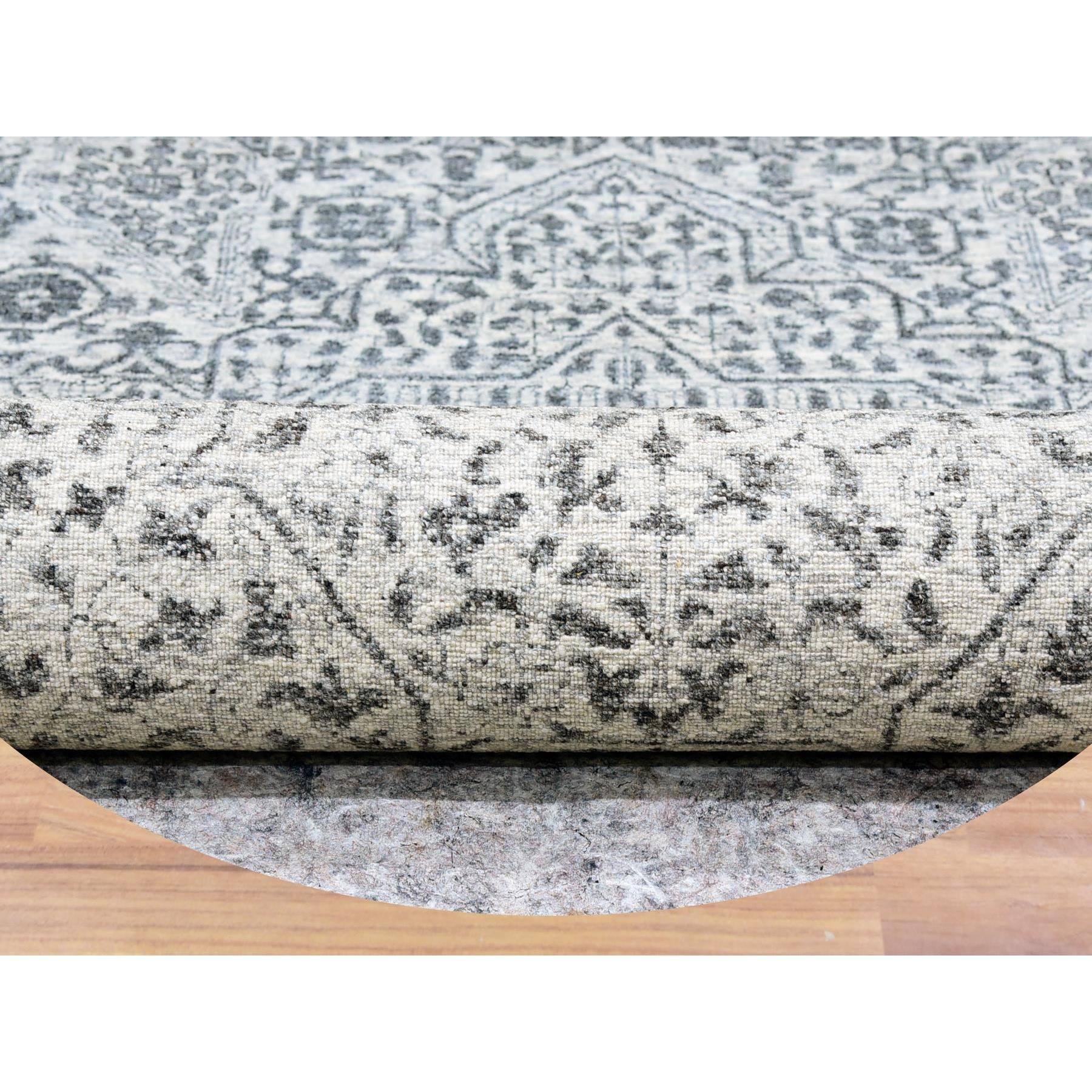 Indien Tapis rond en coton blanc Mamluk non teint et 100 % laine noué à la main 14'x14' en vente