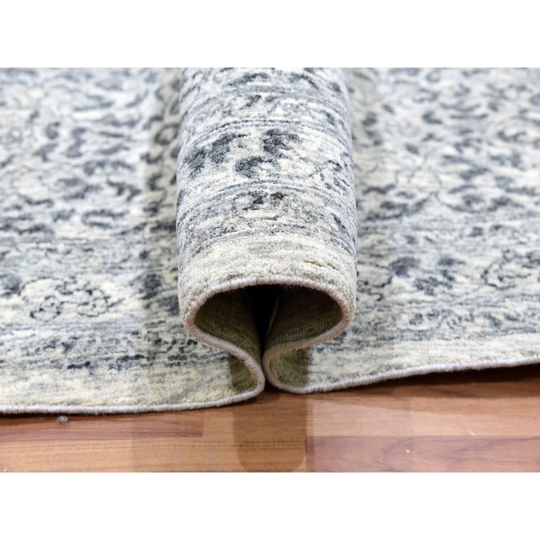 Noué à la main Tapis rond en coton blanc Mamluk non teint et 100 % laine noué à la main 14'x14' en vente
