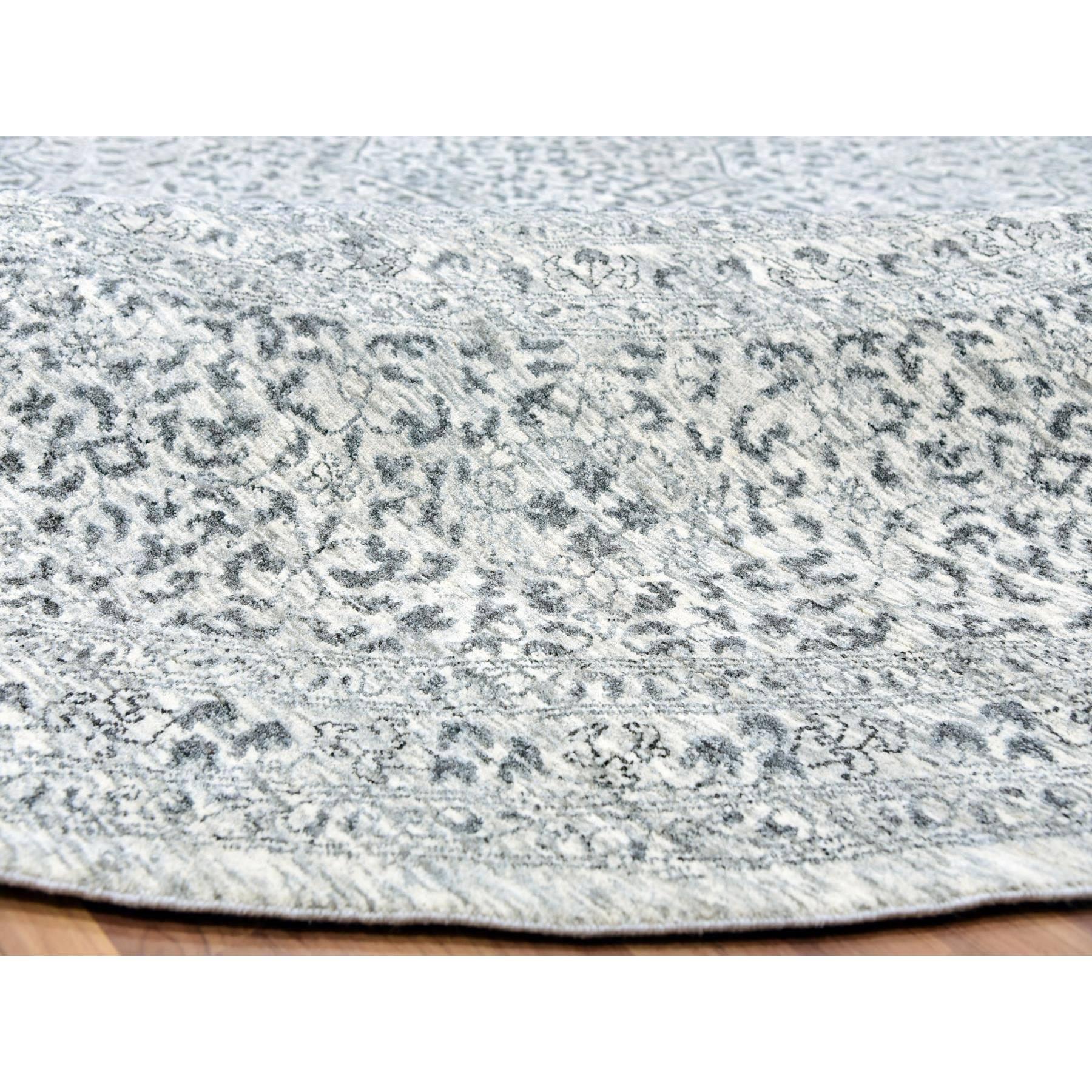 Tapis rond en coton blanc Mamluk non teint et 100 % laine noué à la main 14'x14' Neuf - En vente à Carlstadt, NJ