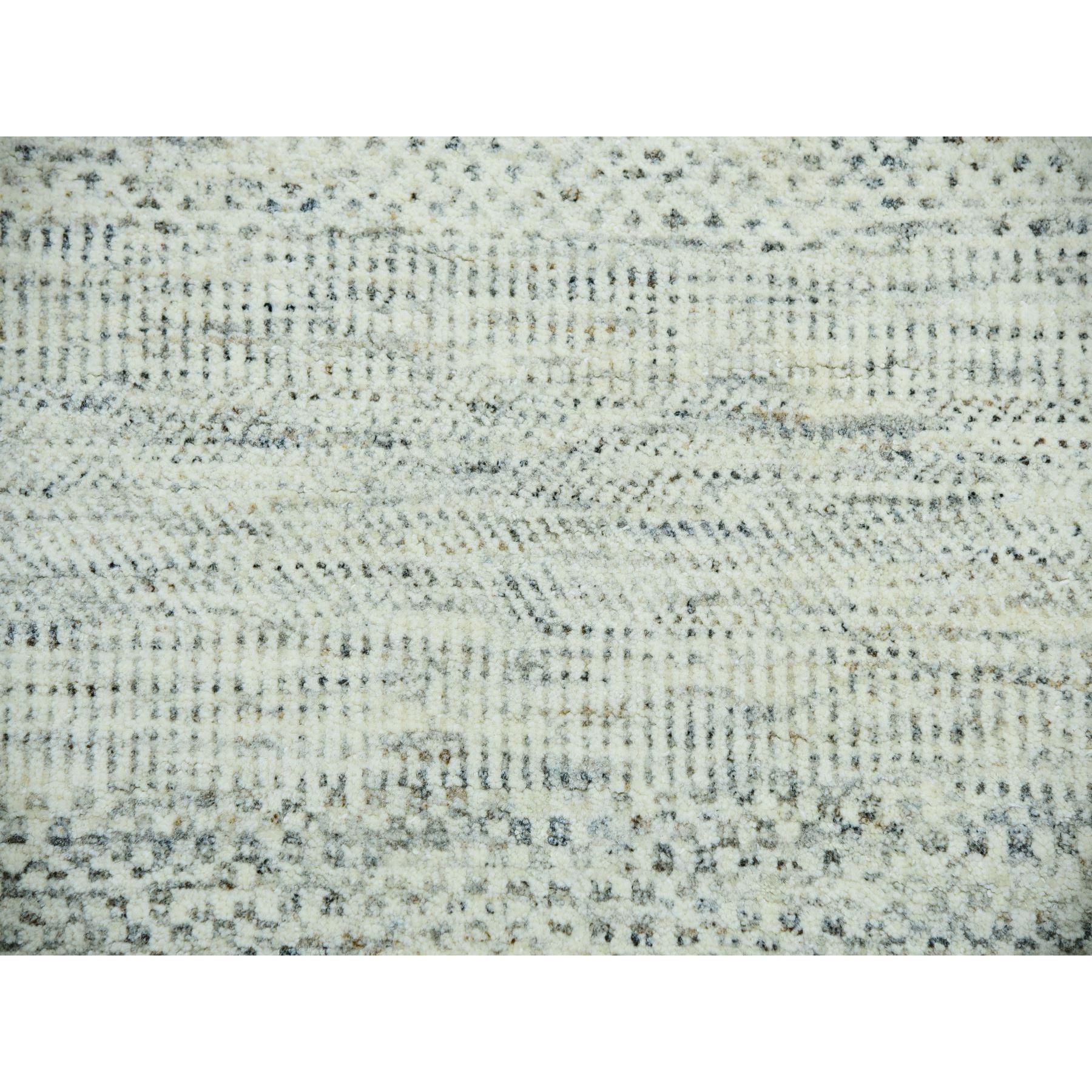 14'x14' Eggnog White Hand Knotted Modern Grass Design Pure Wool Square Rug For Sale 2