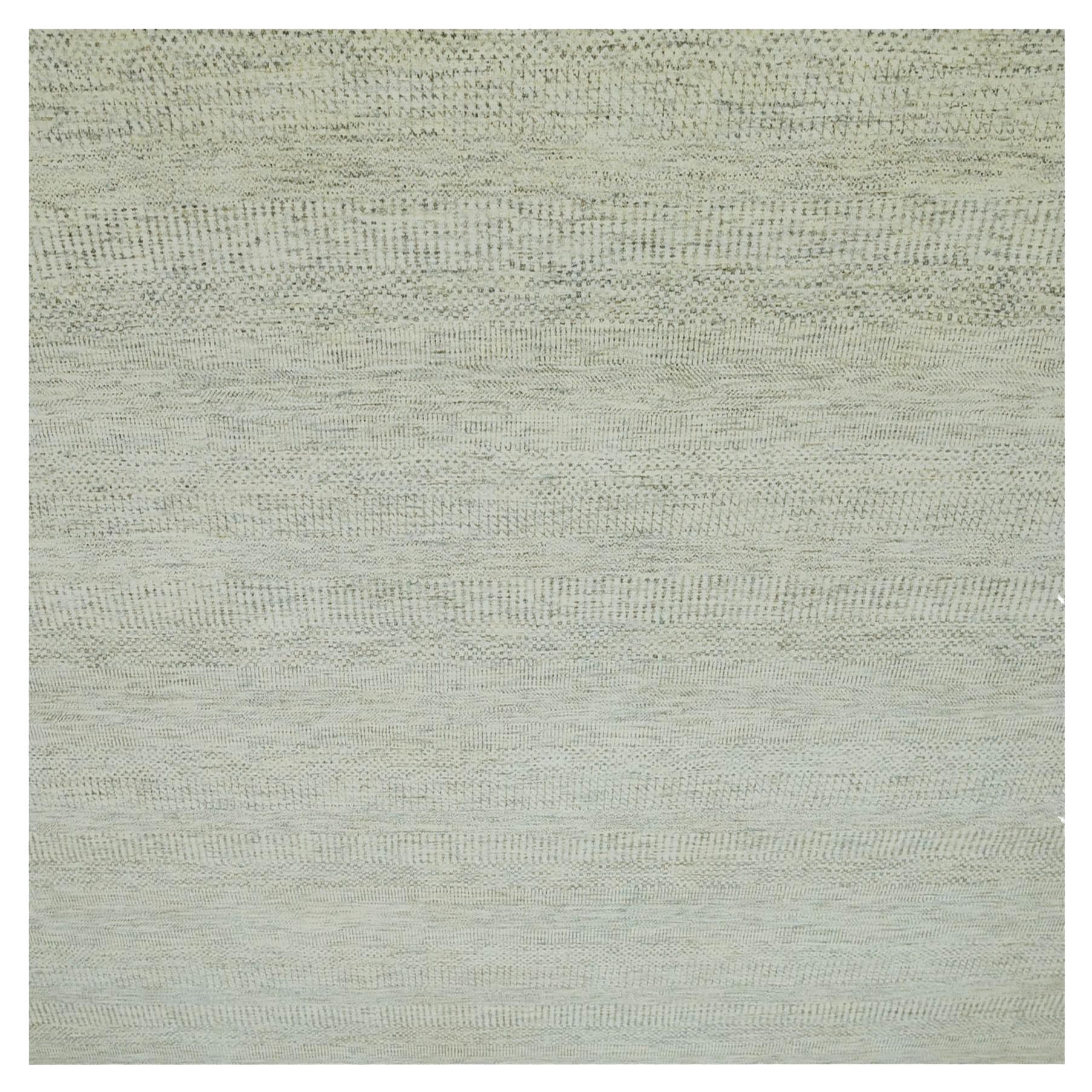 14
x14
 Eggnog White Hand Knotted Modern Grass Design Pure Wool Square Rug For Sale