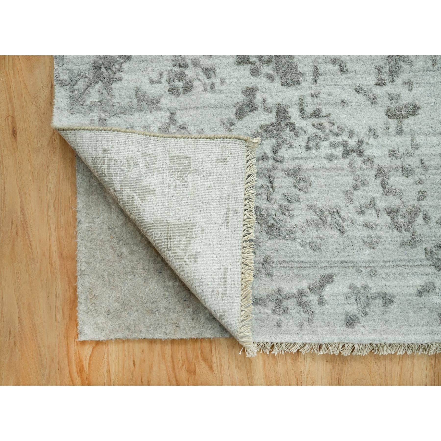 14'x14' Alfombra cuadrada gris anudada a mano con diseño persa de lana y seda rotas Anudado a mano en venta