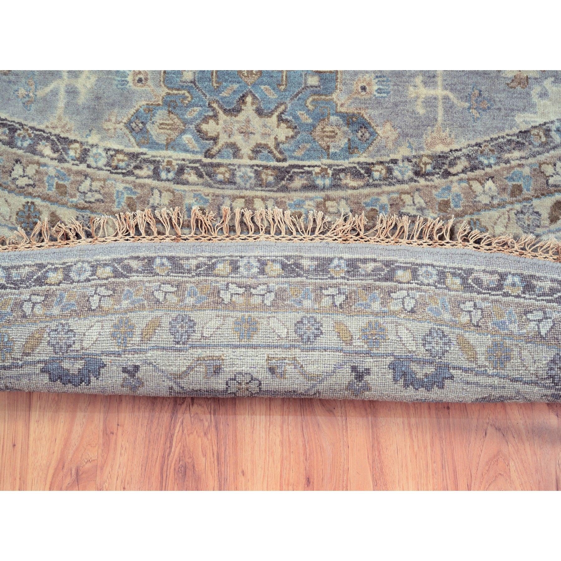 14'x14' Grigio Karajeh Design Tappeto rotondo orientale in pura lana annodato a mano In condizioni Nuovo in vendita a Carlstadt, NJ