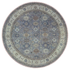14
x14
Gray Karajeh Design Pure Wool Hand Knotted Oriental Round Rug