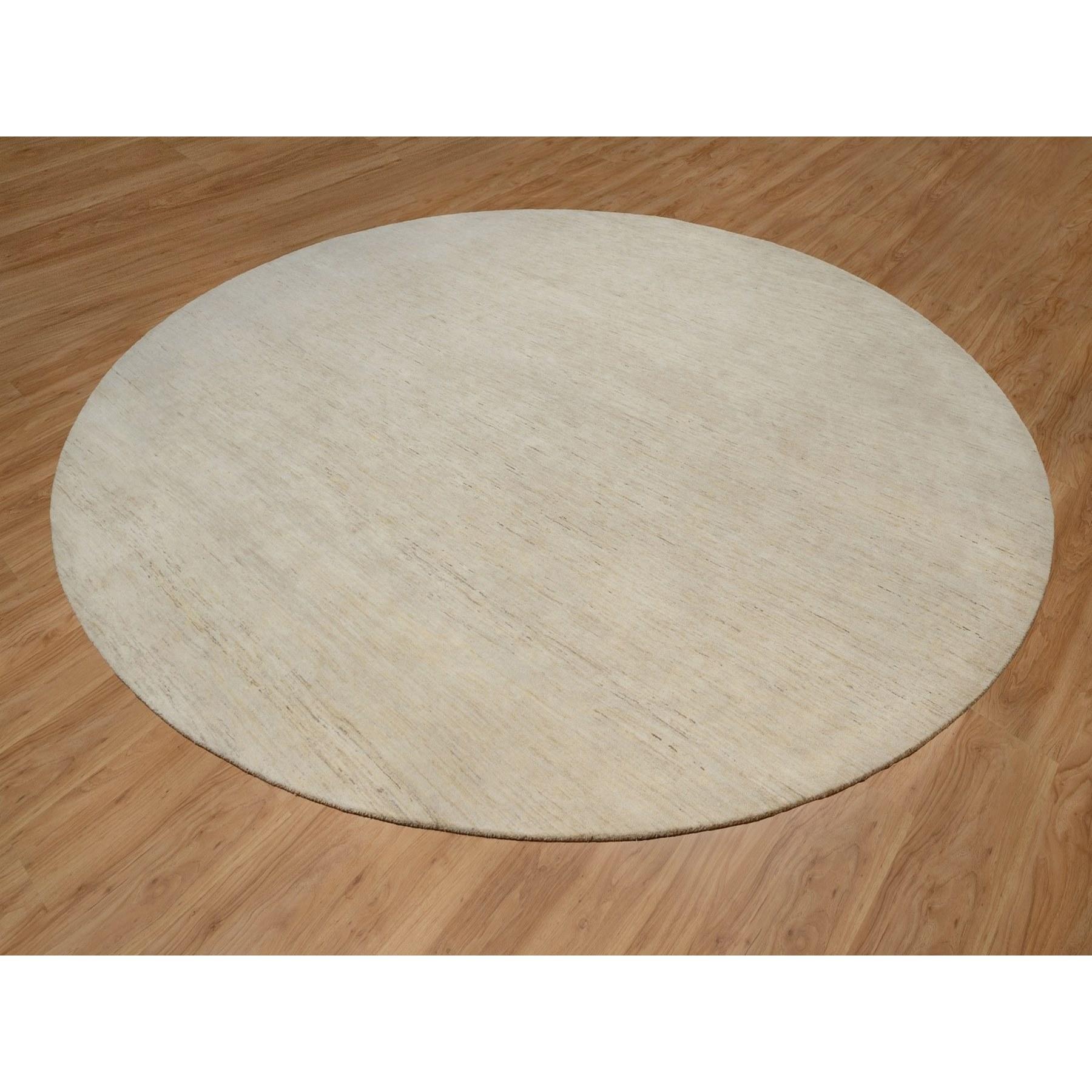 Indian 14'x14' Ivory Lori Buft Gabbeh Modern Plain DesignWool Square Rug For Sale