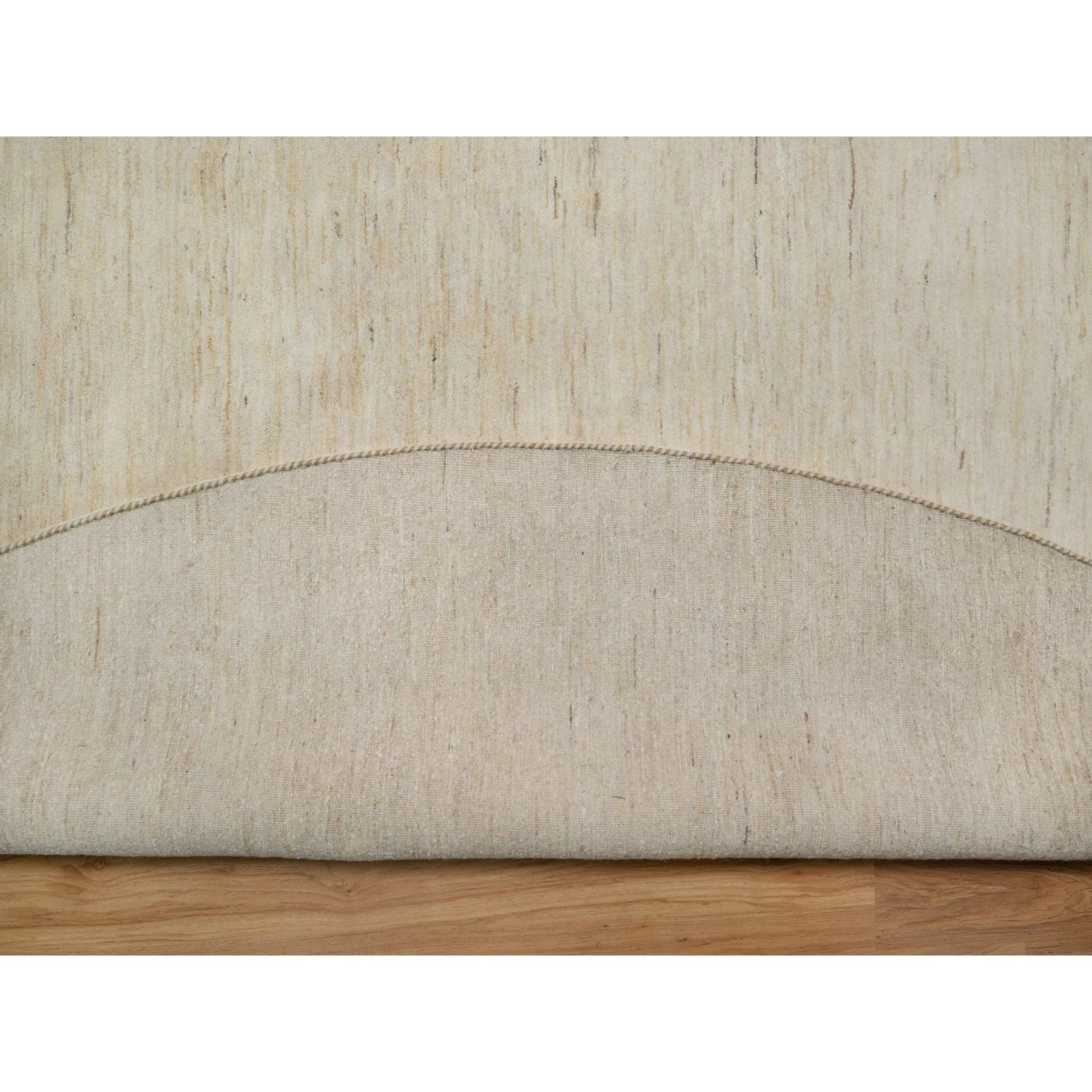 Hand-Knotted 14'x14' Ivory Lori Buft Gabbeh Modern Plain DesignWool Square Rug For Sale