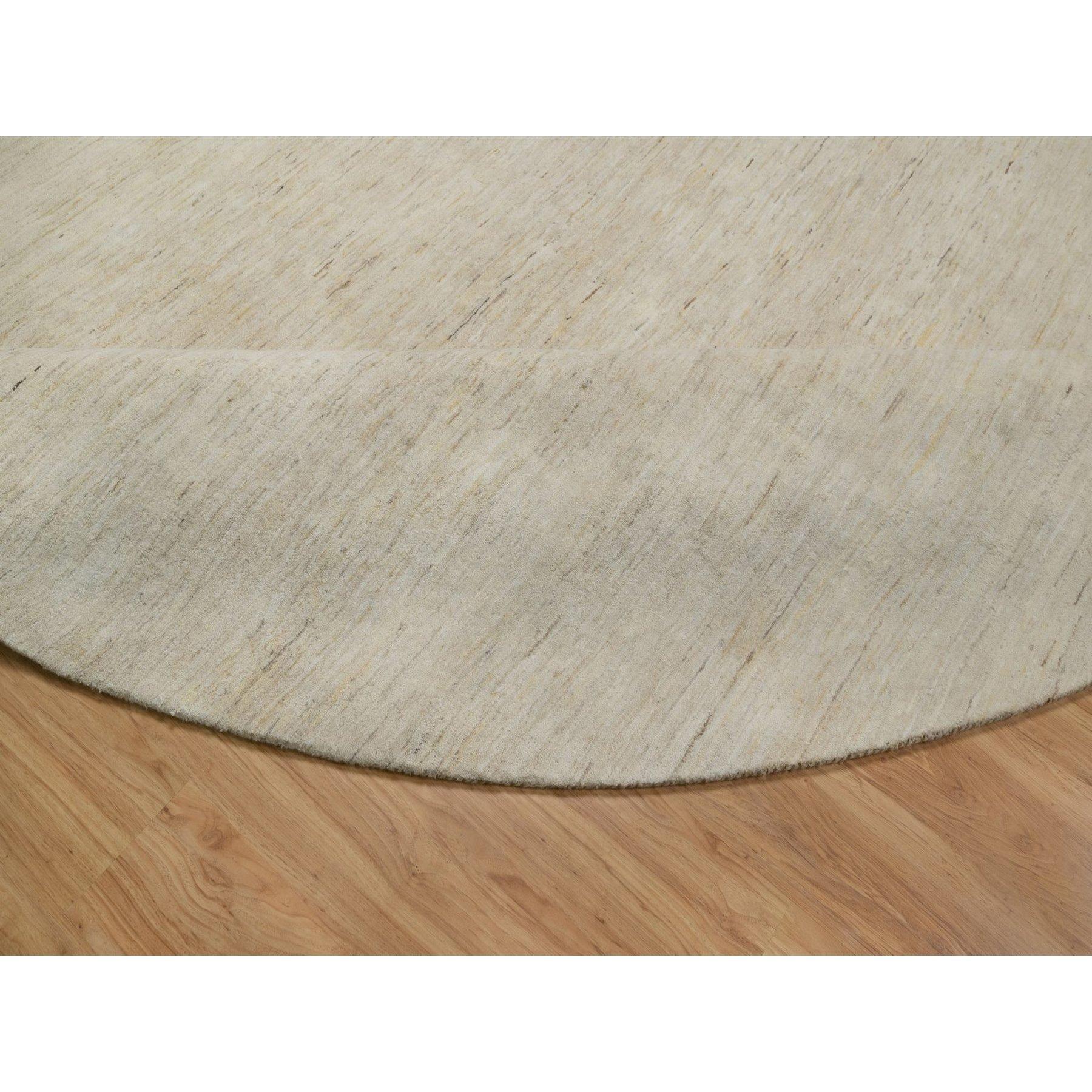 Contemporary 14'x14' Ivory Lori Buft Gabbeh Modern Plain DesignWool Square Rug For Sale