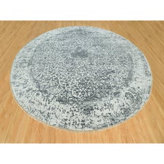 14'x14' Lamp Room Gray Hand Knotted Wool & Silk Zoroastrian Design Square Rug
