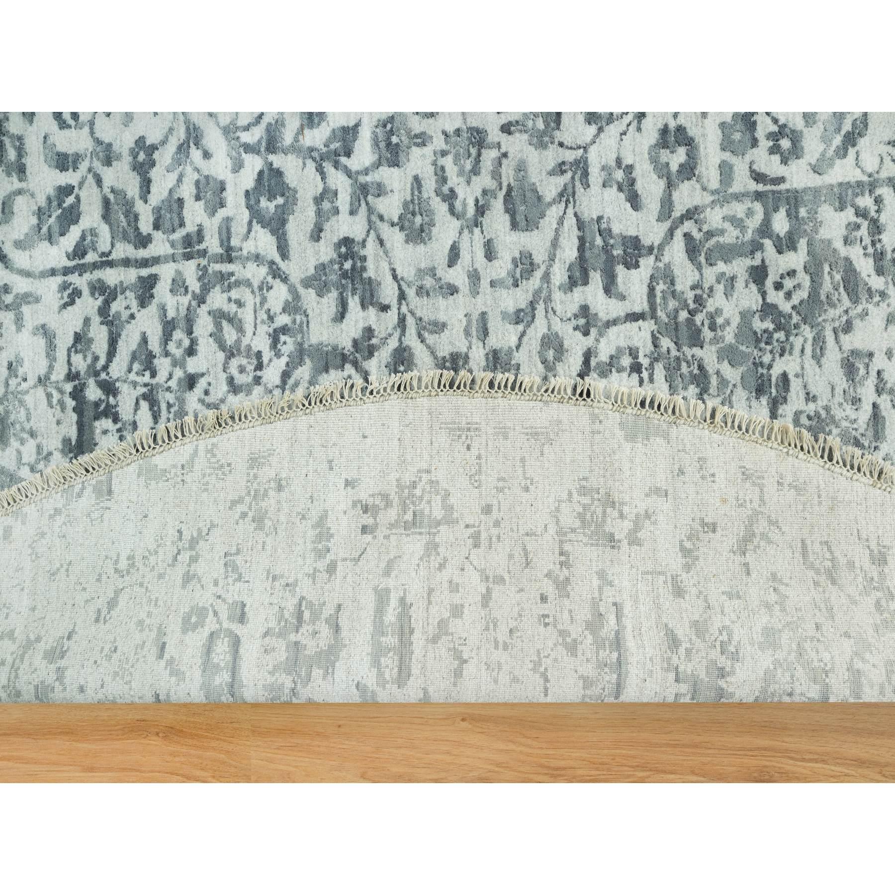 Indiano Tappeto quadrato 14'x14' Lamp Room Gray Annodato a mano in lana e seta con design zoroastriano in vendita