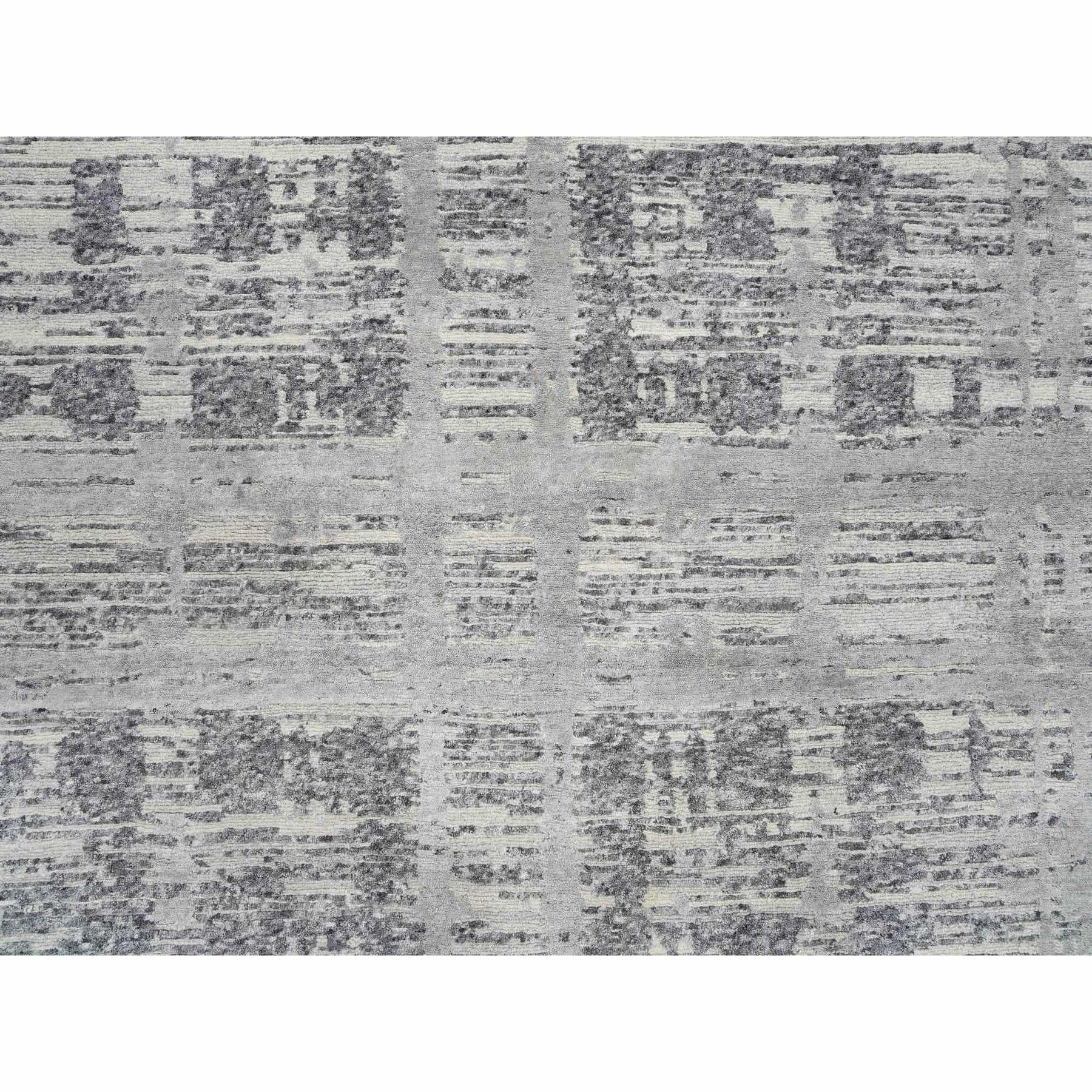 14'x14' Hellgrau, Modernes Design, Natürliche Wolle, Handgeknüpfter Quadratischer Teppich im Angebot 3