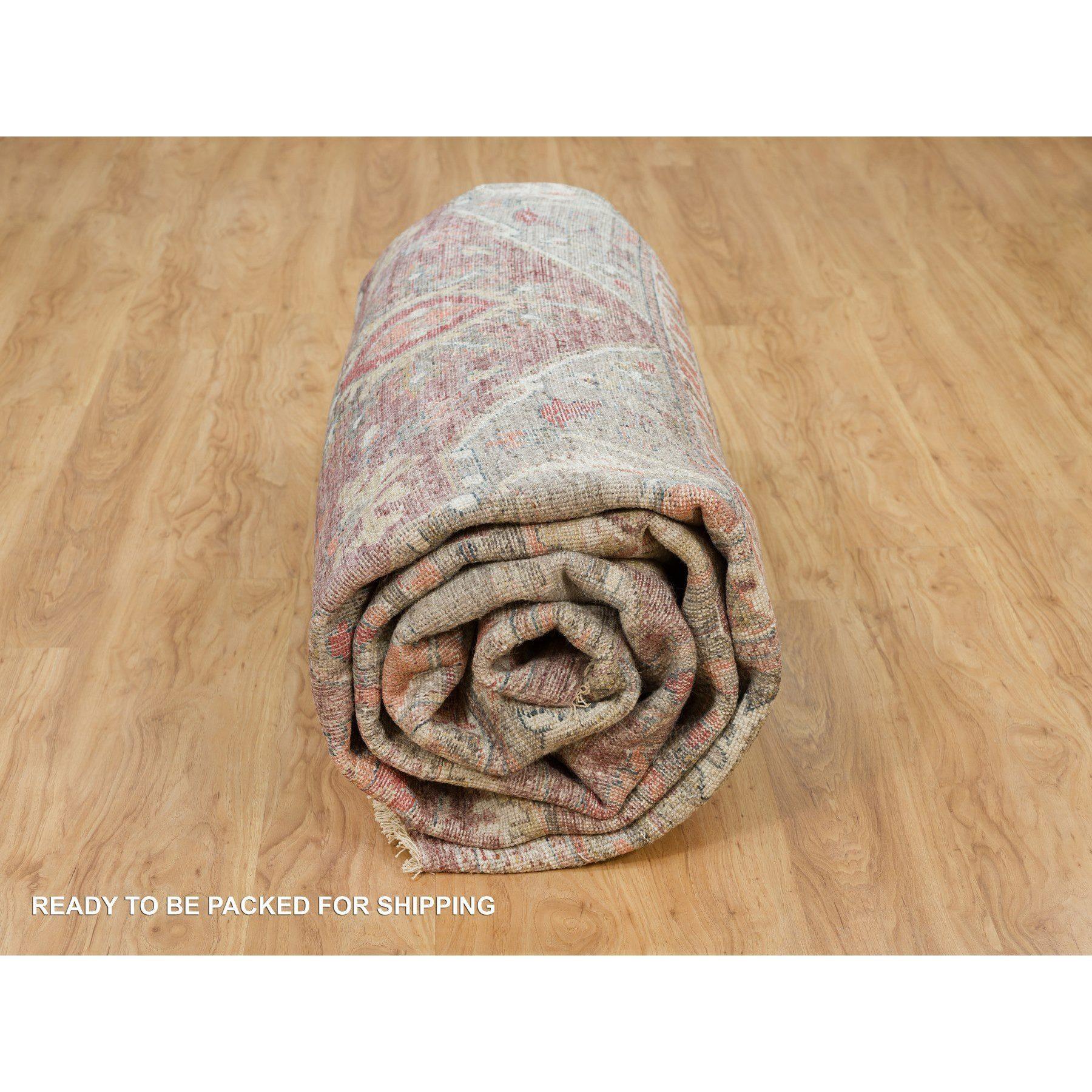 14'x14' Rosso mogano Heriz Revival annodato a mano a pelo morbido Tappeto Orientale Quadrato in vendita 1