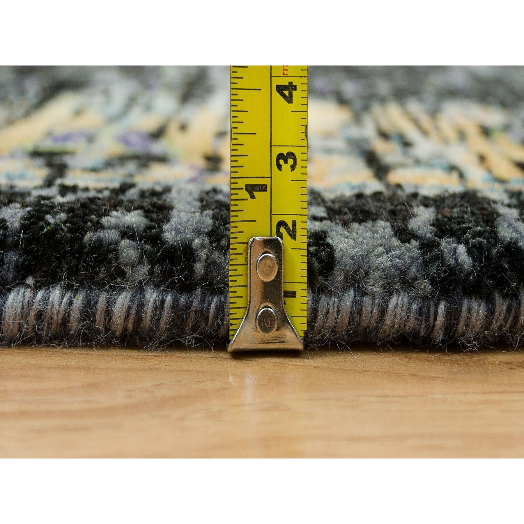 14'x14' Naranja, Anudada a Mano, Diseño Antiguo Otomano Borrado, Alfombra Redonda de Lana en venta 3