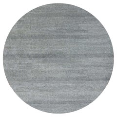 14'x14' Web Gray Tone on Tone Modern Grass Design Wool Round Hand Knotted Rug