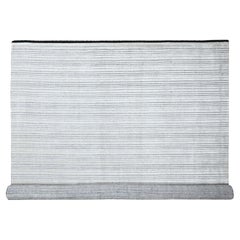 Tapis moderne surdimensionné 14'x16' Laine et soie blanche et noire, tissé à la main