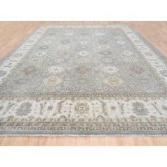 Tappeto squadrato oversize 14'x16' in lana Karajeh Frost Gray annodato a mano
