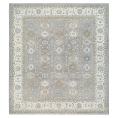 14'x16' Laine Karajeh Frost Gris noué à la main Tapis surdimensionné Squarish
