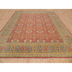 14'x16'5" Rojo 100% Lana Anudada a Mano Diseño Oushak Antiguo Alfombra Sobredimensionada
