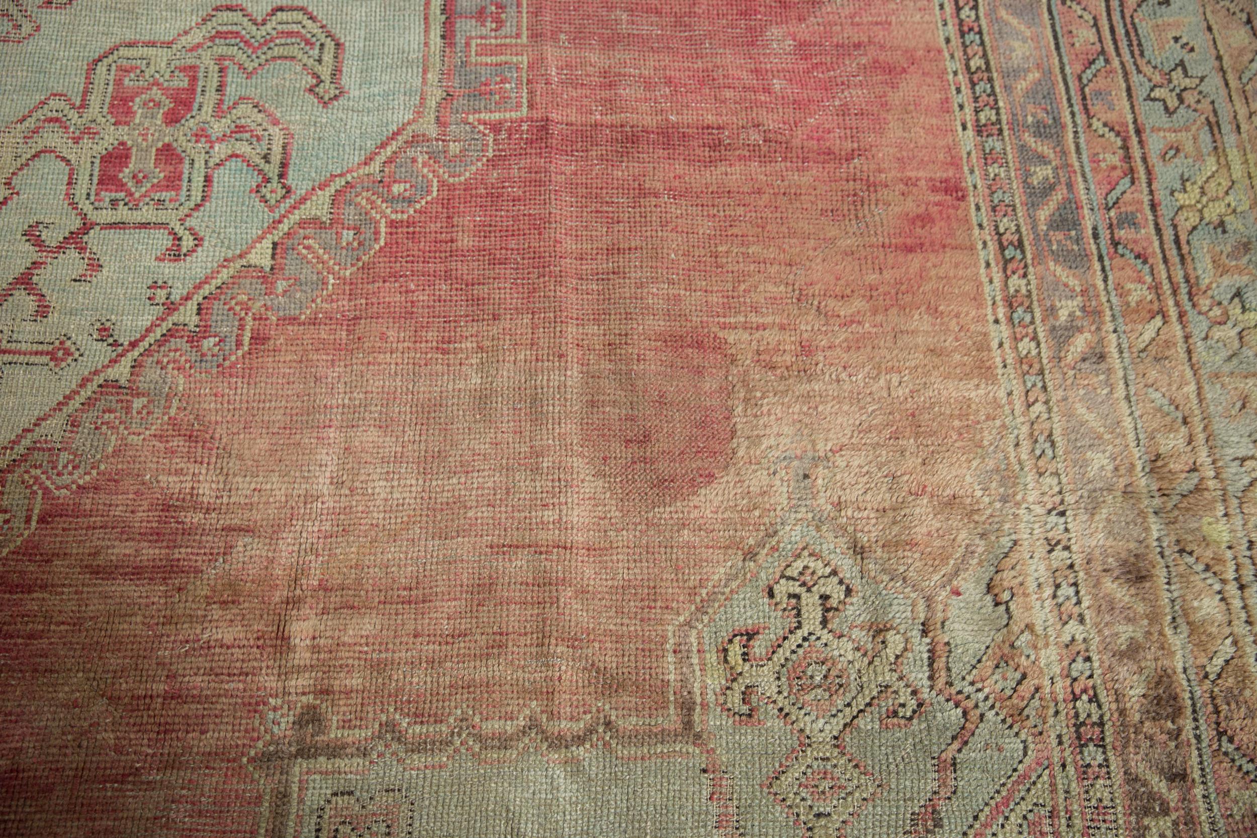 Hand-Knotted Vintage Oushak Carpet For Sale