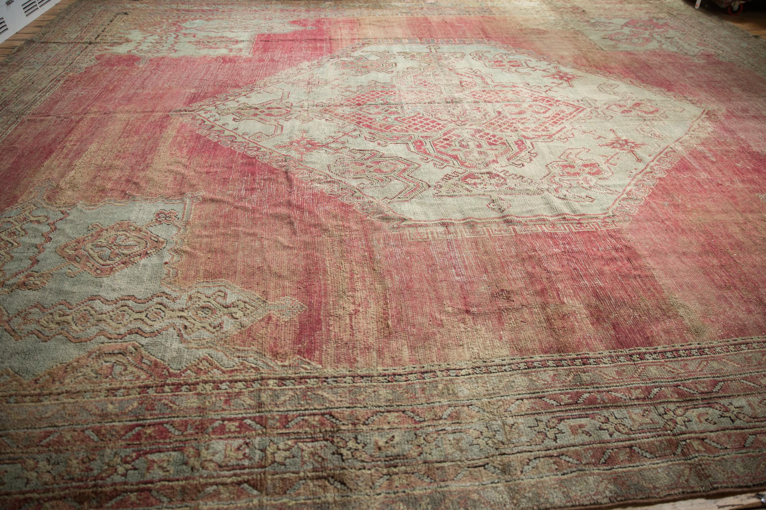 Wool Vintage Oushak Carpet For Sale