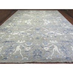 14'x17'10" Gray Soft Wool Hand Knotted, Afghan Angora Oushak Oversize Rug
