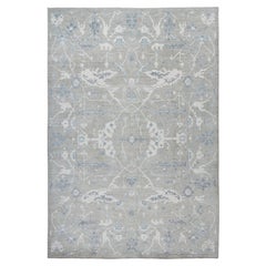 14'x17'10"  Gray Soft Wool Hand Knotted, Afghan Angora Oushak Oversize Rug