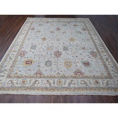 14'x17'9" Hellgrauer Oushak Design Supple Kollektion Handgeknüpfter Teppich aus reiner Wolle