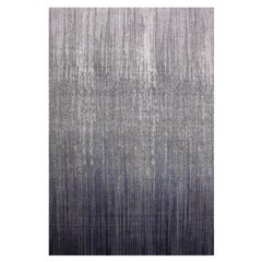 14'x18'1" Grauer und schwarzer handgeknüpfter moderner orientalischer Teppich aus reiner Wolle im Ombre-Design