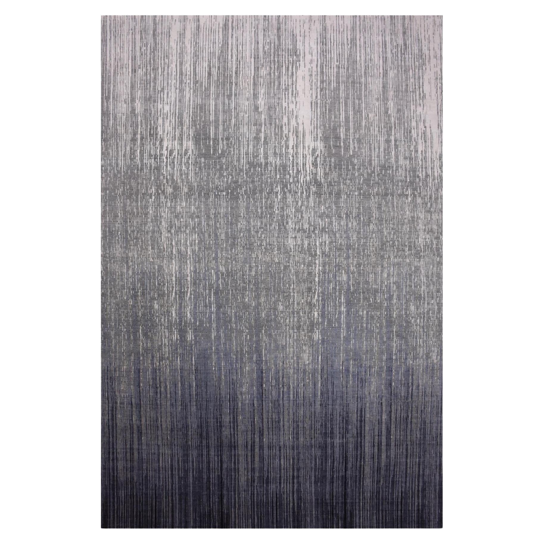 14'x18'1" Grigio annodato a mano con design moderno Ombre in lana Oversize Oriental Rugs