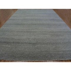 14'x18'1" Gray Modern Grass Design Pure Undyed Wool Hand Knotted Oriental Rug