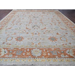 14'x18'1"  Light Gray Oushak Design Wool Hand Knotted Oversized Rug