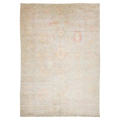 14x19 Contemporary Turkish-Style Oushak Hand-Knotted Wool Rug - Muted Neutral