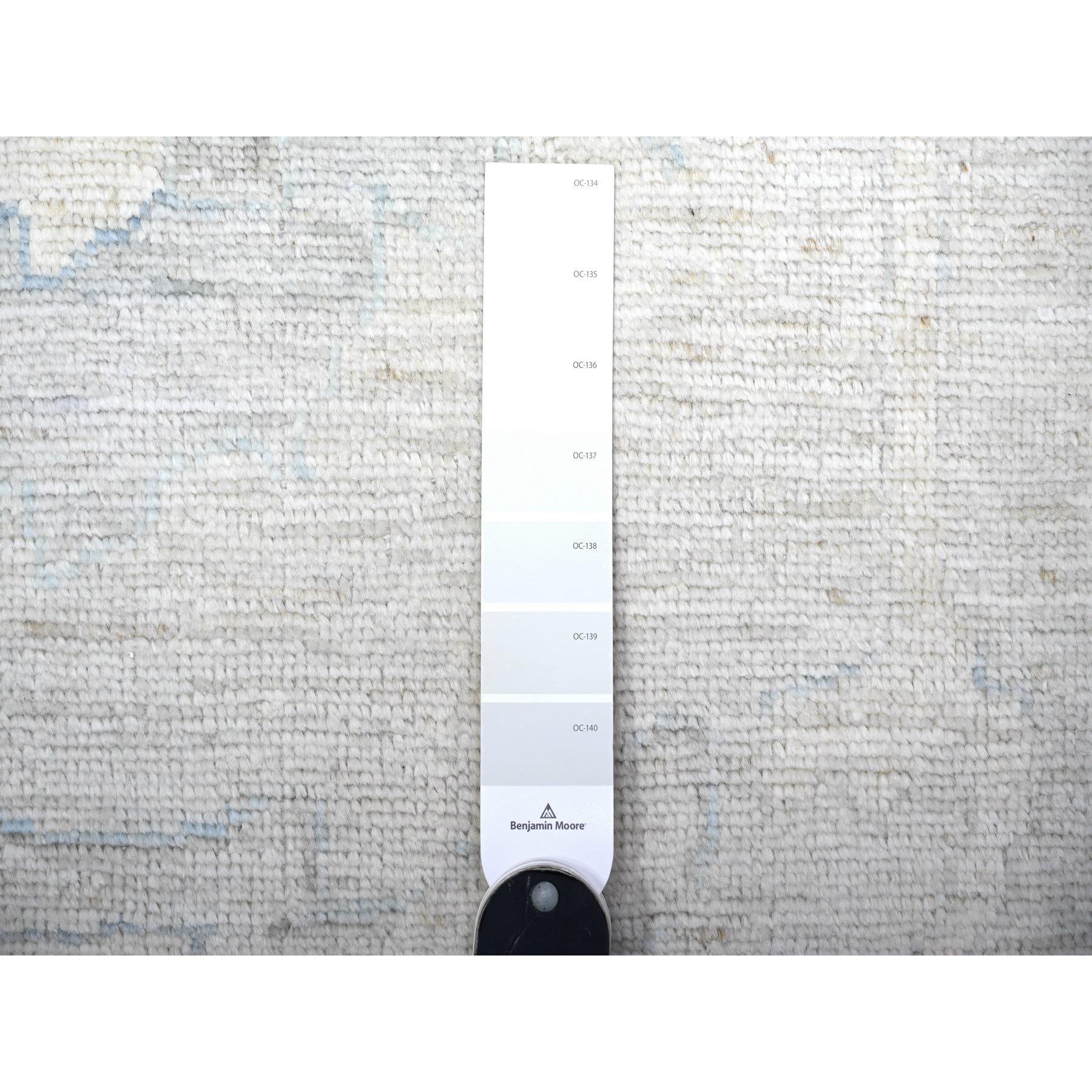 14'x19' Nonna Grigio Annodato a Mano Oushak Colori Morbidi Tappeto in Lana Sovradimensionato in vendita 1