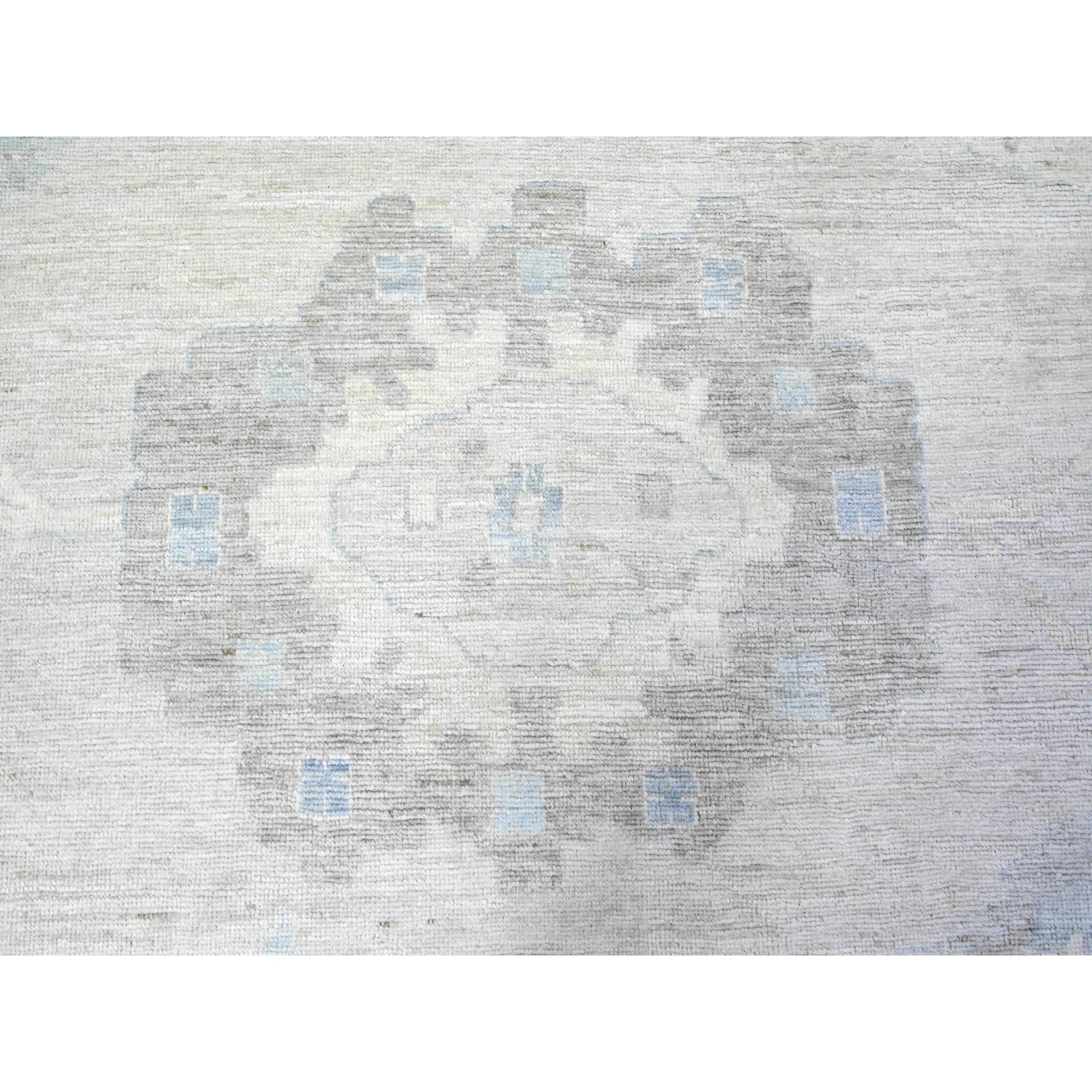 14'x19' Nonna Grigio Annodato a Mano Oushak Colori Morbidi Tappeto in Lana Sovradimensionato in vendita 2