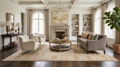 14x19 Modern Oushak Style Hand-Knotted Wool Rug  Neutral Earth Tones
