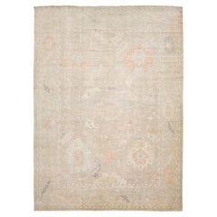 14x19 Modern Oushak Style Wool Area Rug in Muted Sand, Terracotta, and Sage