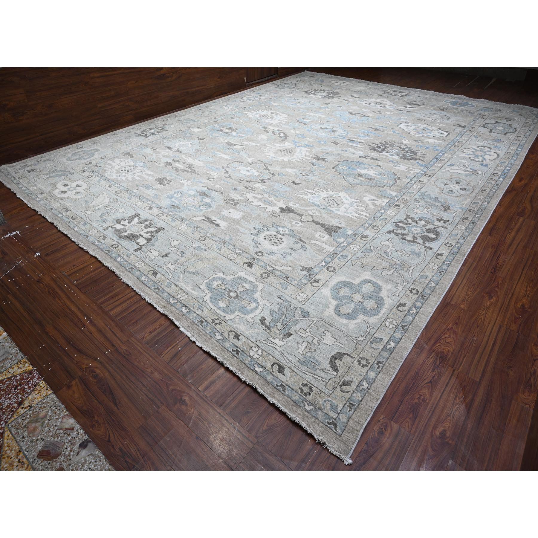 Alfombra Oriental Perfect Gris Angora Afgana Oushak Sobredimensionada 14'x19'2 Afgano en venta