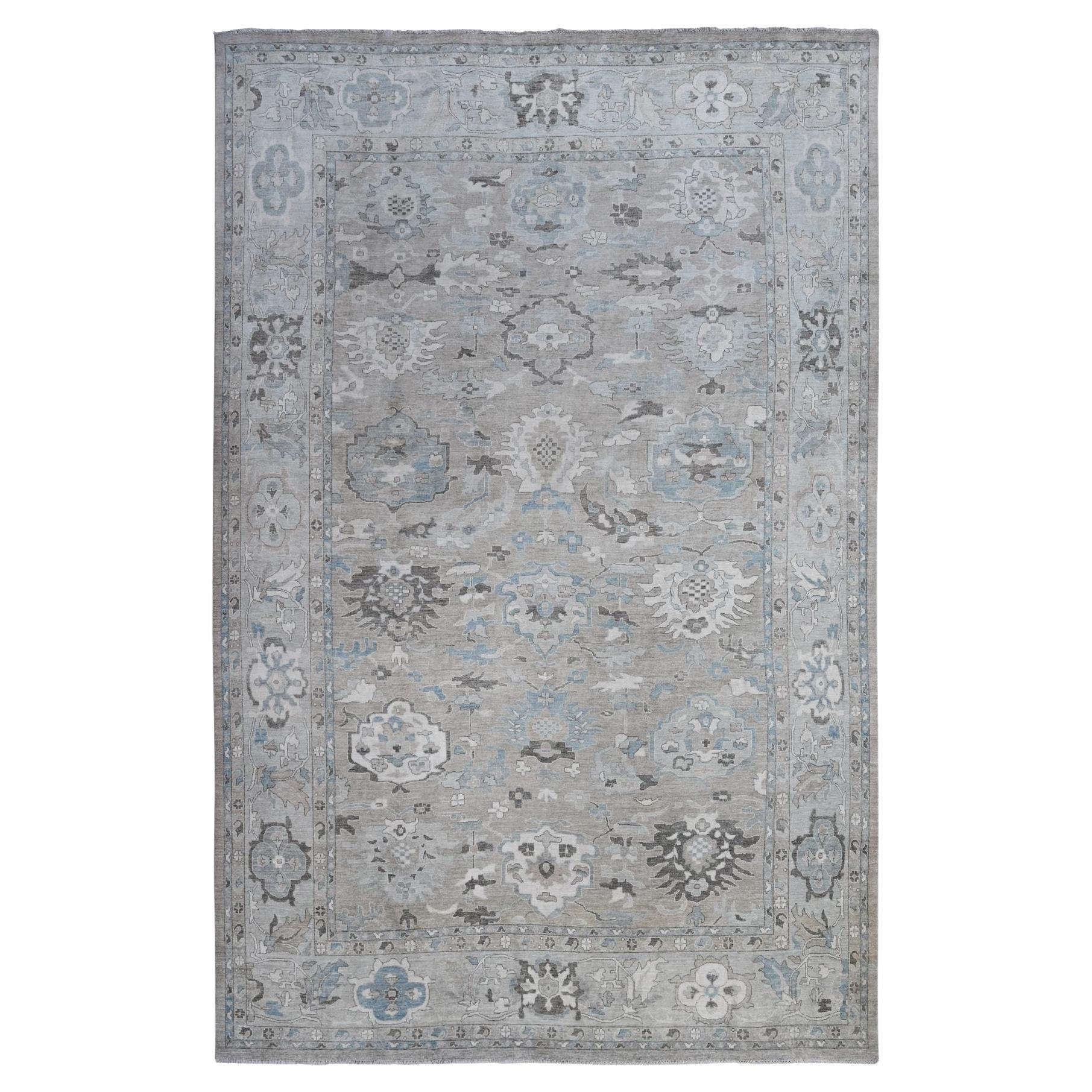 14'x19'2" Perfect Gray Afghan Angora Oushak Tapis oriental surdimensionné