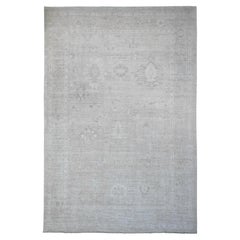 14'x19'6" Gray Afghan Angora Oushak Leaf Design Hand Knotted 100% Wool XL Rug