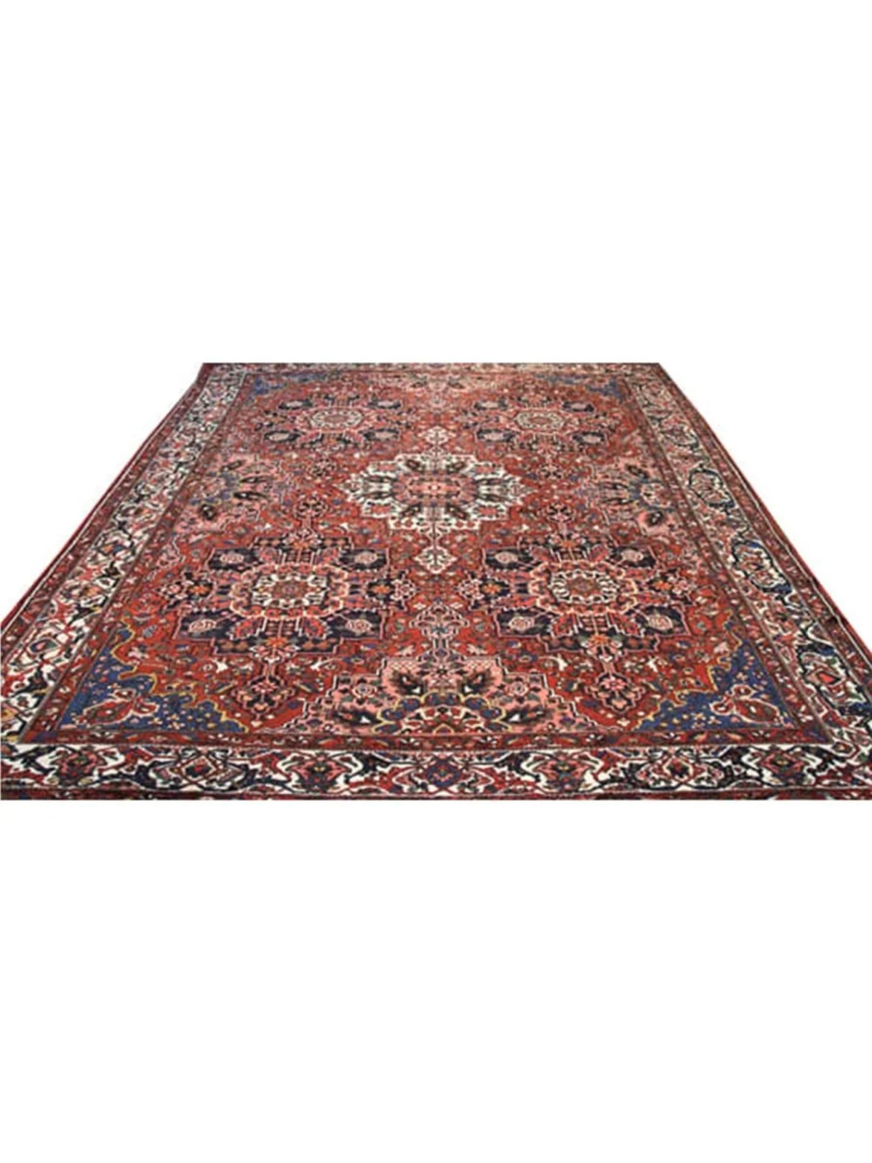 Eleganza con il Tappeto per l'Area Bakhtiari 14x20 Antiques, un'opera d'arte che esemplifica la squisita maestria tradizionale e l'eleganza senza tempo. Annodato a mano con lana di prima qualità, questo straordinario tappeto offre una durata