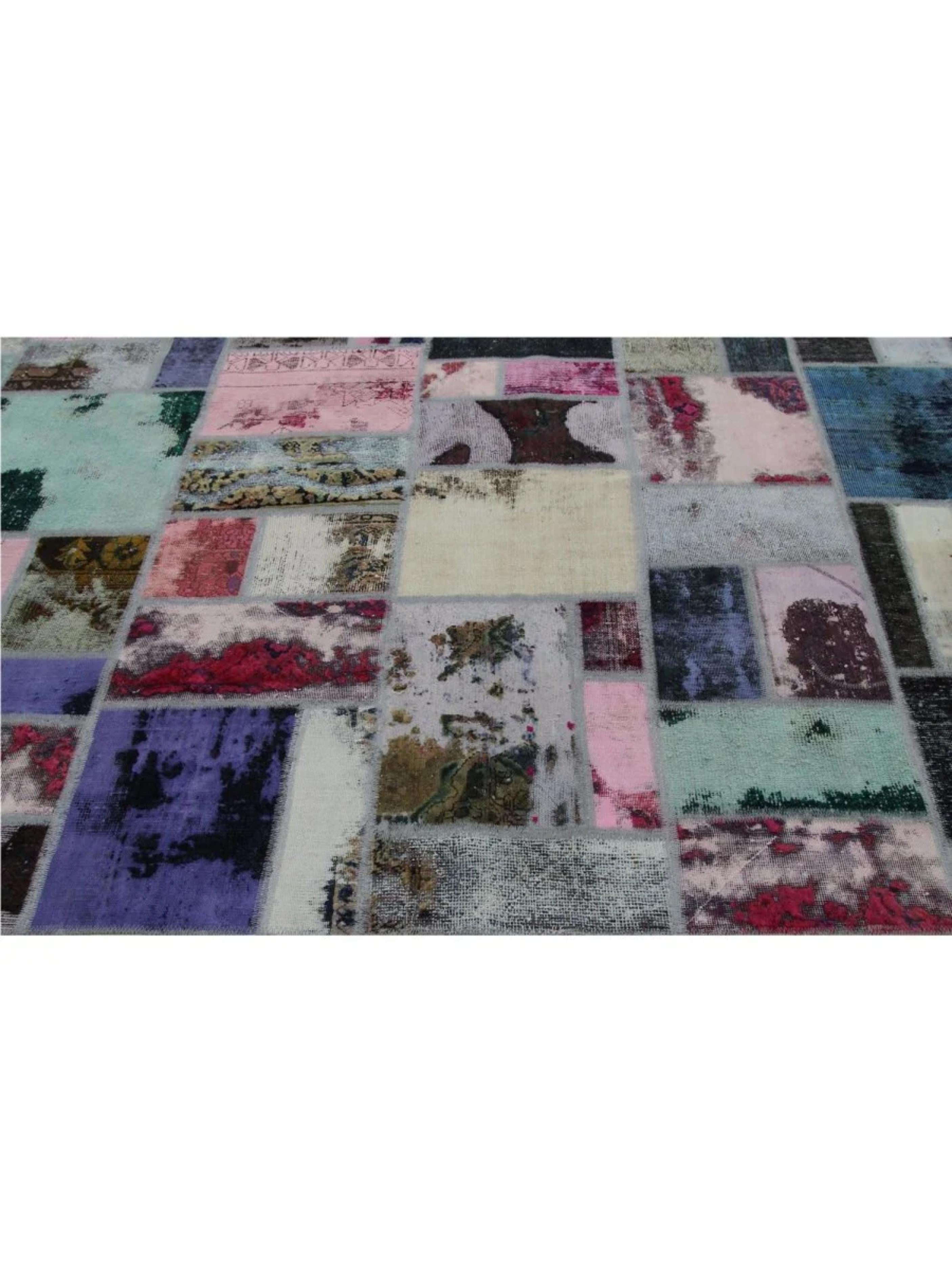 Other 14x20 Hand-Knotted Vintage Distressed Patchwork Area Rug For Sale