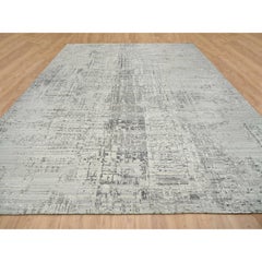 14'x20' Light Gray Hand Knotted Modern Undyed Natural Wool Oversized Rug