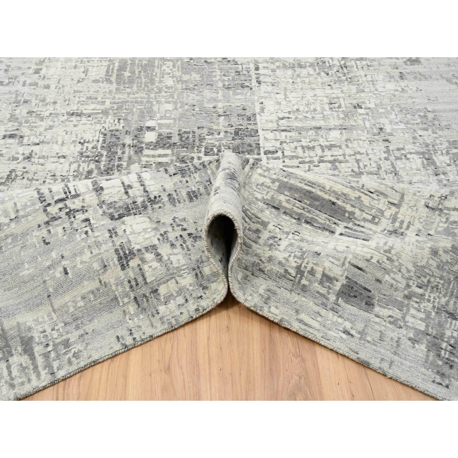 14'x20' Light Gray Hand Knotted Modern Undyed Natural Wool Oversized Rug In New Condition For Sale In Carlstadt, NJ