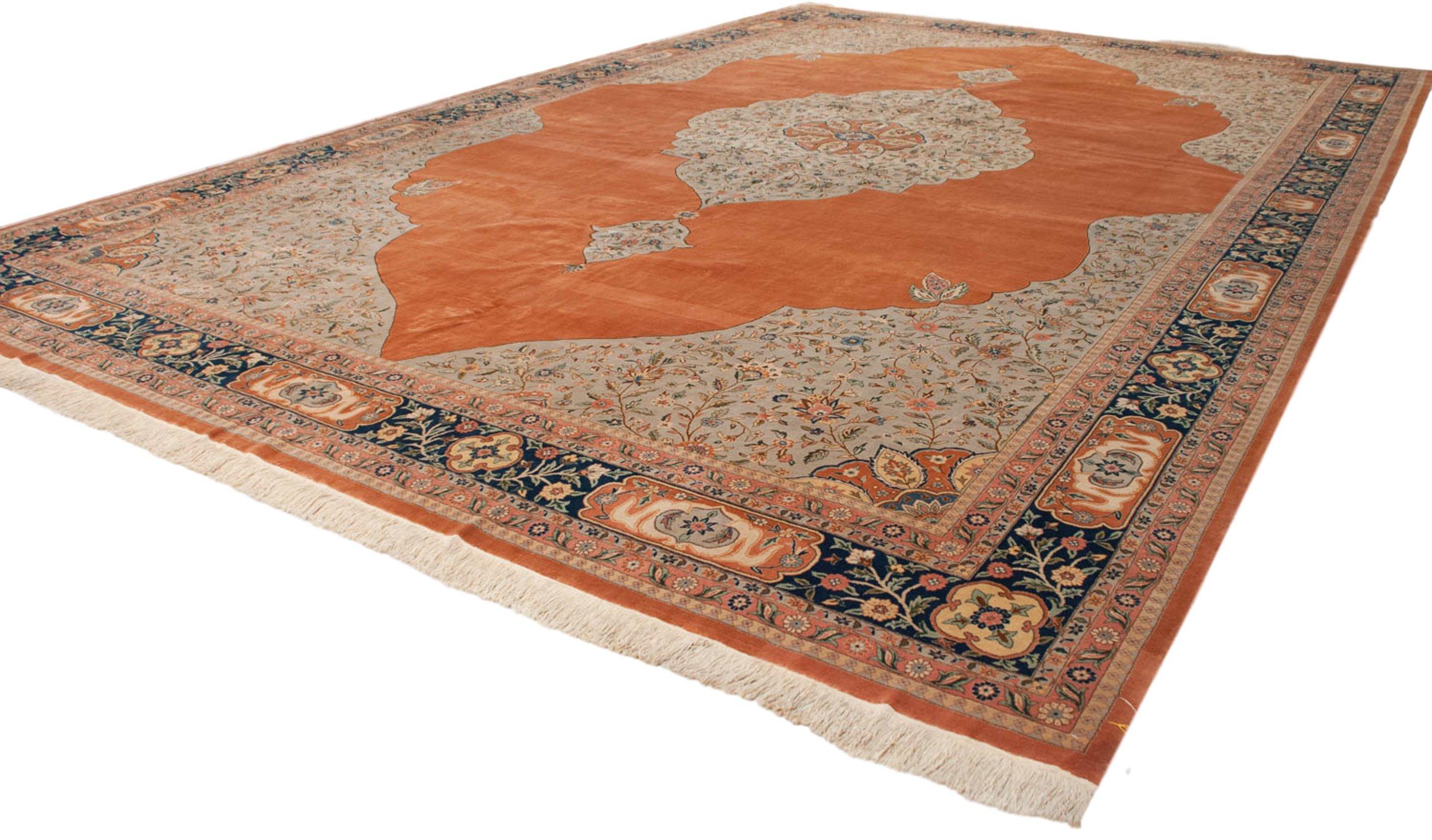 Hand-Knotted Vintage Bulgarian Tabriz Design Carpet For Sale