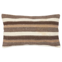 14"x24" Hand-Woven Kilim Cushion Cover. Striped Traditional Wool Accent Pillow