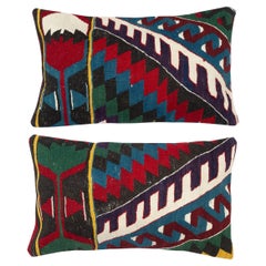 14 "x24" JUEGO DE 2 - Fundas de cojín Kilim hechas a mano. Un par de fundas para almohadas lumbares