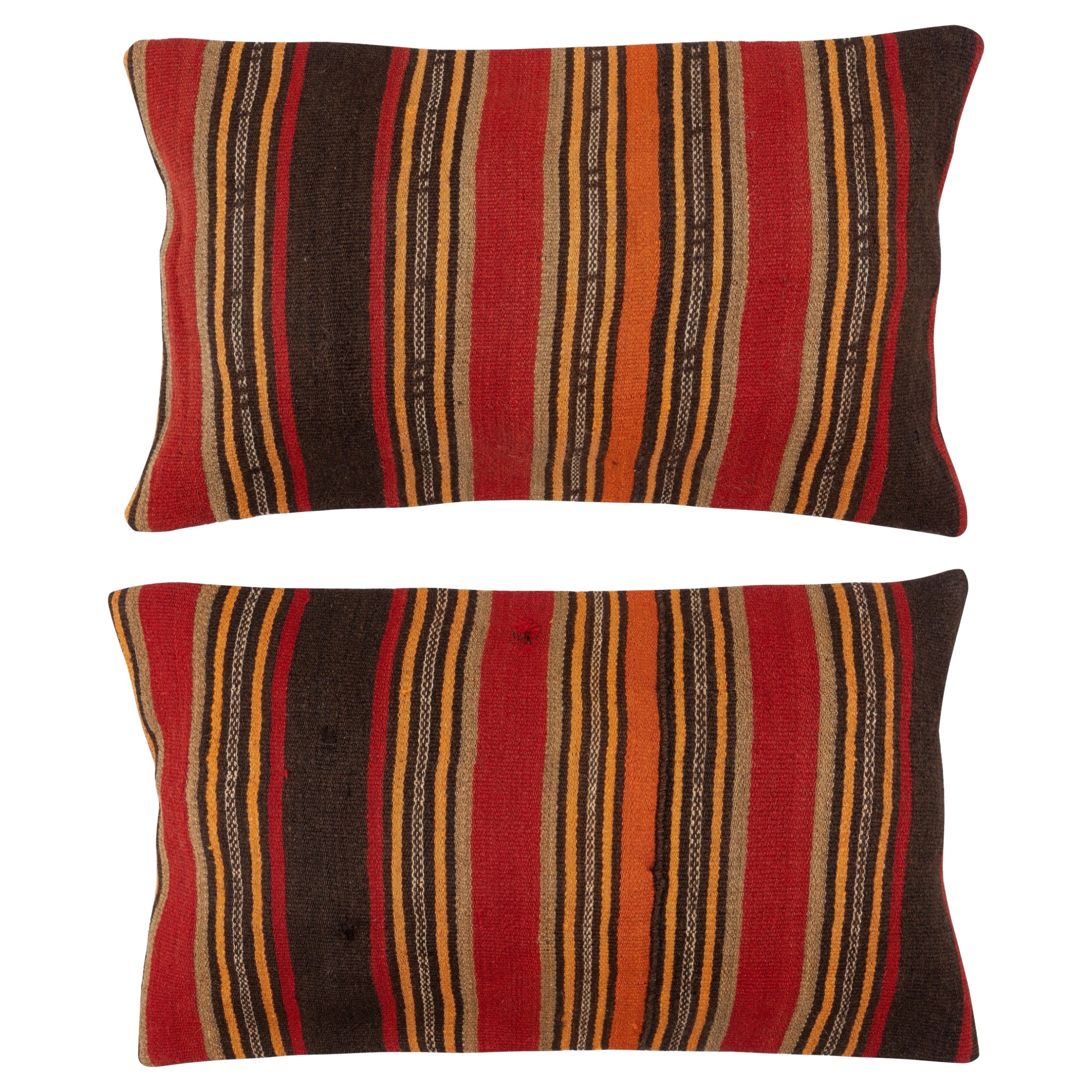 14"x24" SET OF 2 - Handmade Kilim Cushion Covers. A pair of Lumbar Pillow Covers