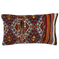 14"x24" Vintage Cushion Cover. Hand-Woven Kilim Pillowcase. Lumbar Pillow Cover