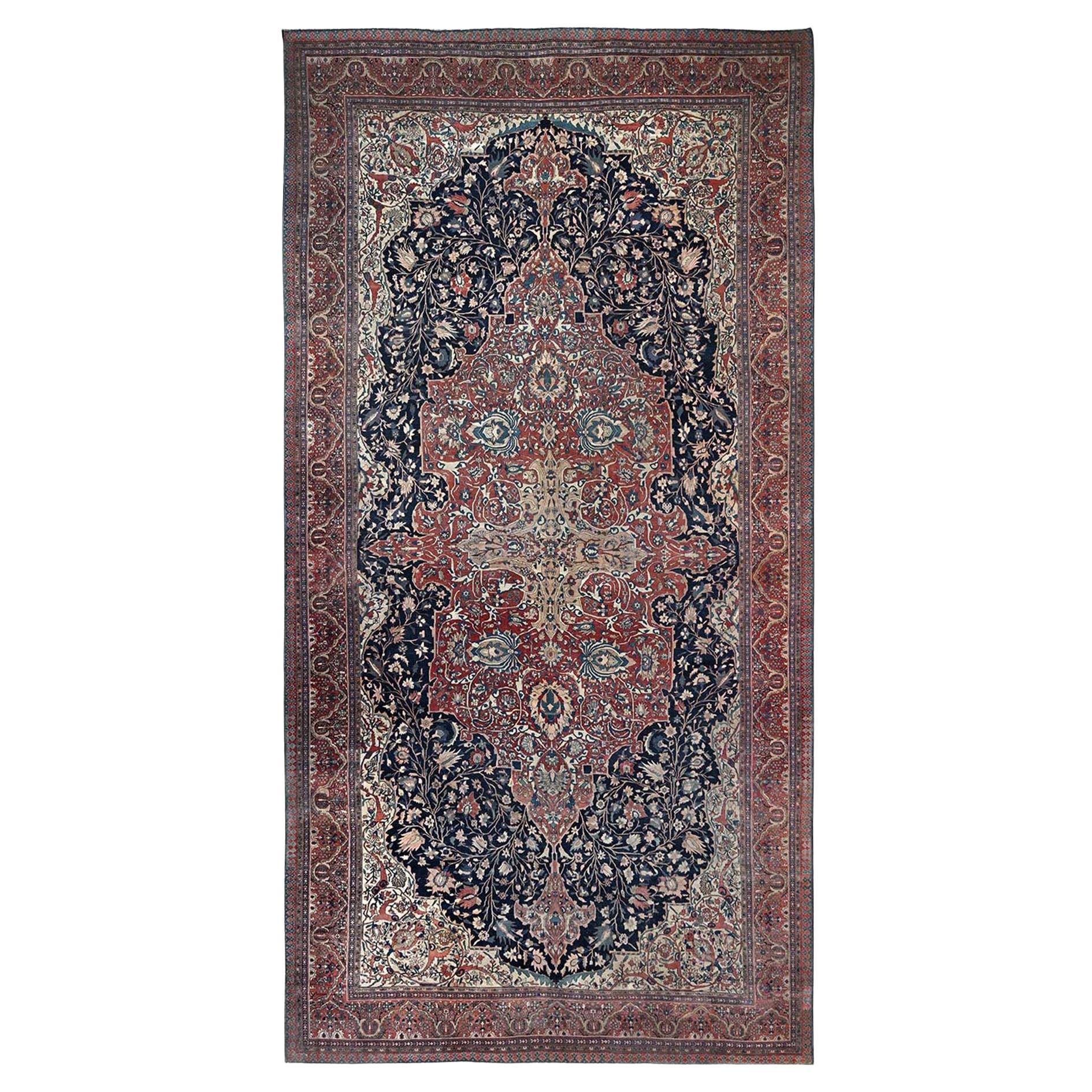 14
x25
9" Red Antique Persian Fereghan Sarouk Hand Knotted Wool XL Oriental Rug